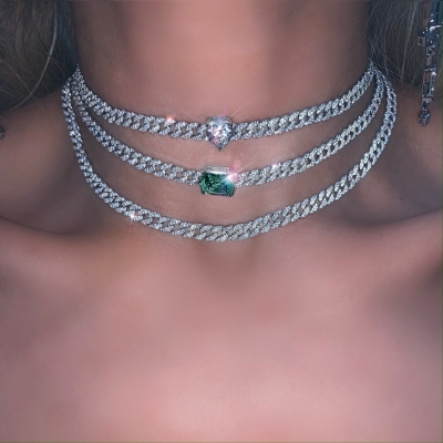 Колье Pave Chains 5mm с камнем Buguette «изумруд» by KOJEWELRY™ 20902 Колье Pave Chains 5mm с камнем Buguette «изумруд» by KOJEWELRY™ 20902
